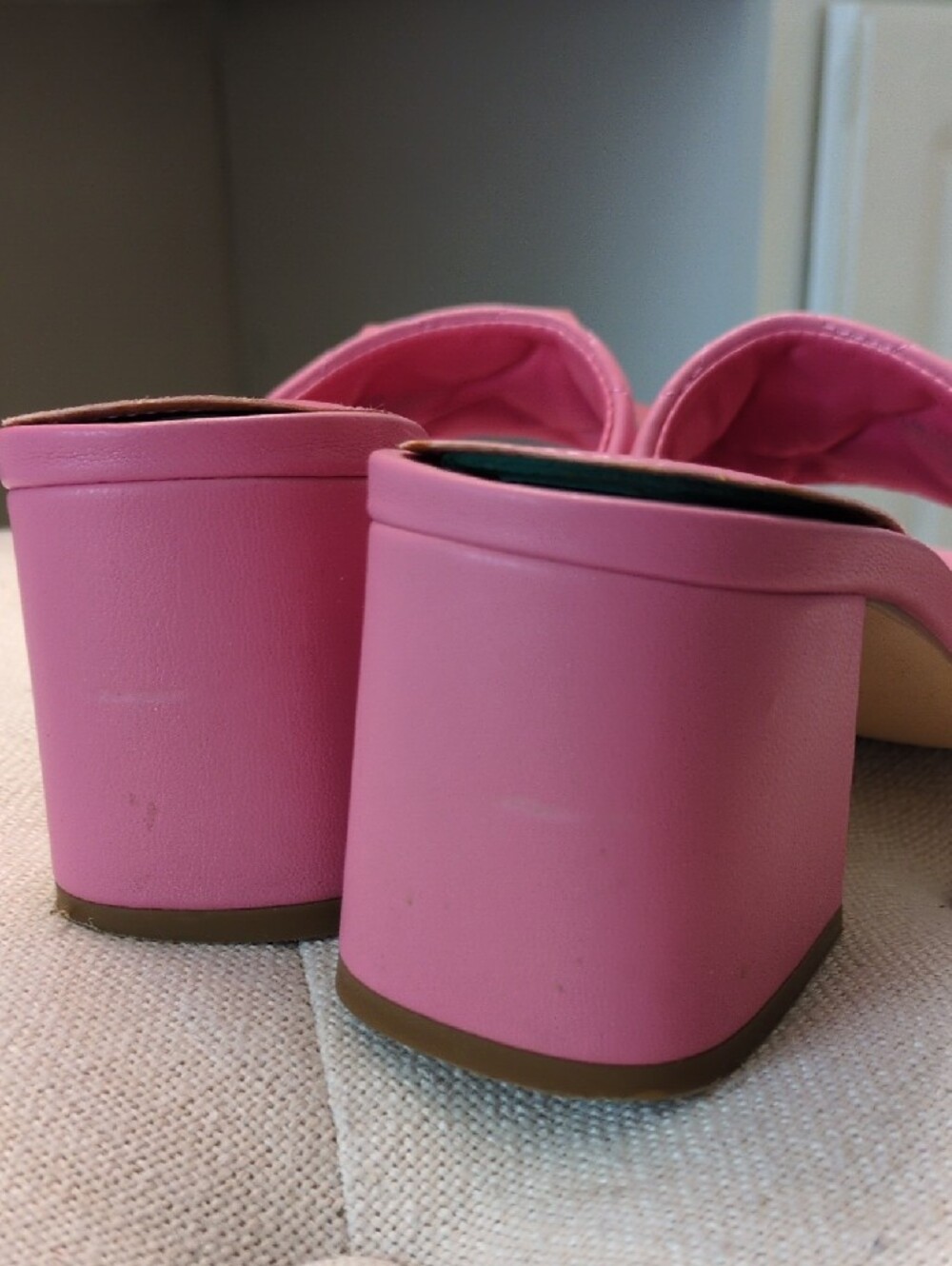 Marc Fisher Pink Quilted Stud Block Heel Mule - Picture 2 of 5